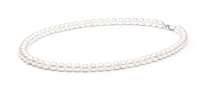Beliebte Perlenkette weiß halbrund 8-9 mm, 50 cm, Verschluss 925er Silber, Gaura Pearls, Estland